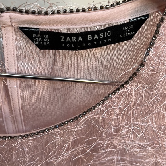 Zara Basic Pale Pink Fringe Sleeveless Top Tunic XS - Picture 4 of 13